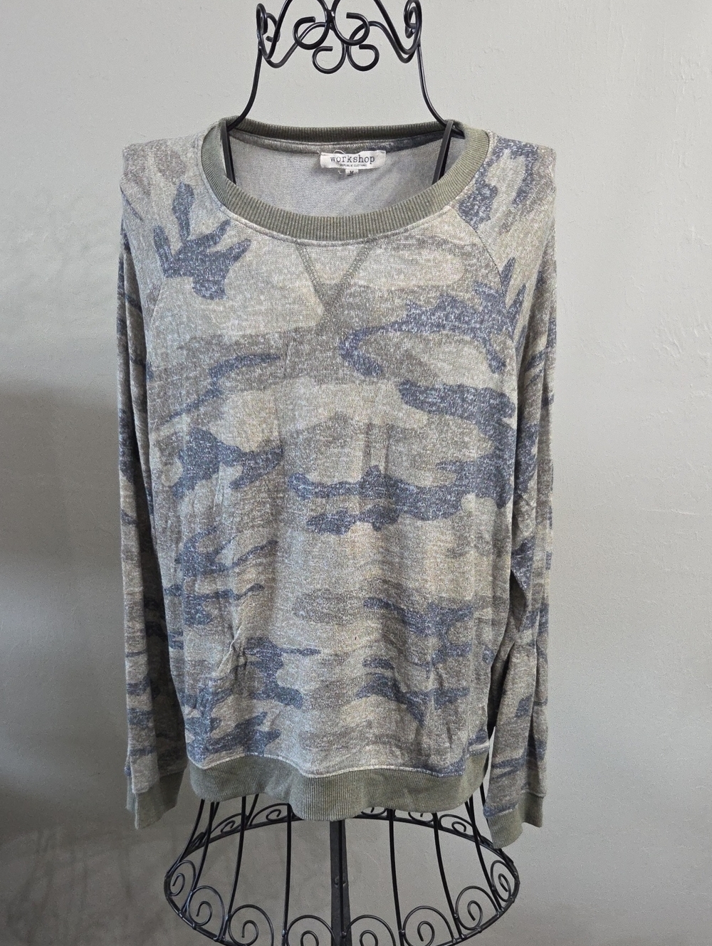 Workshop Republic Clothing Olive & Gray Camo Crewneck Sweater